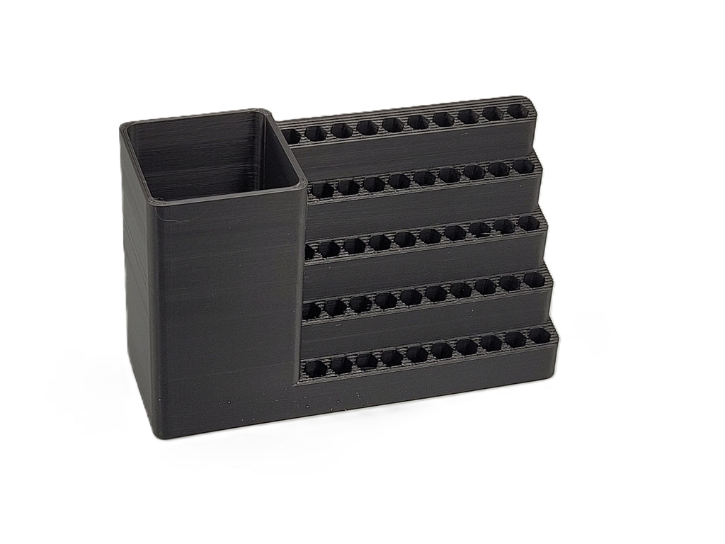 50-Hole Screwdriver Bit Organizer for IKEA Skadis – Hex 6.35mm Bit Holder with Mini Electric Driver Compartment