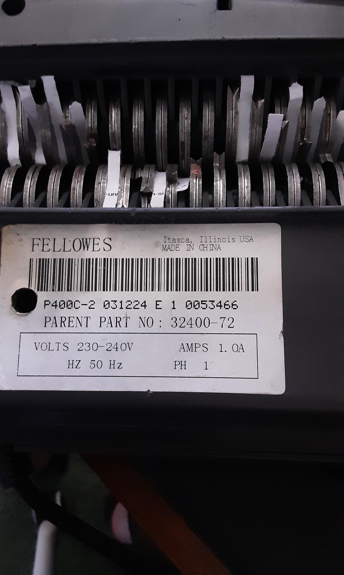 Fellowes P400C-2 shredder gear