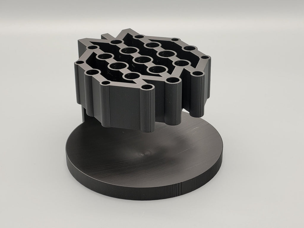 Slim Paint Brush Holder with Tray – 16 Slot Honeycomb Organizer