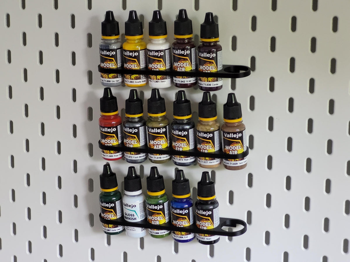 Paint Tube Holder for IKEA Skådis Pegboard – Holds 6 x 18ml Bottles | Vallejo Compatible Organizer for Hobby Paints & Miniatures