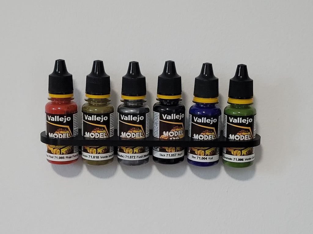 Paint Tube Holder for walls – Holds 6 x 18ml Bottles | Vallejo Compatible Organizer for Hobby Paints & Miniatures
