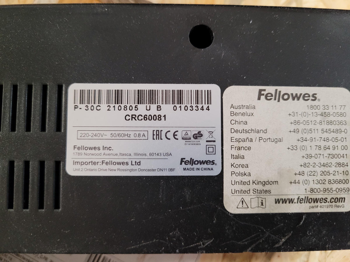 Fellowes P-30C shredder gear
