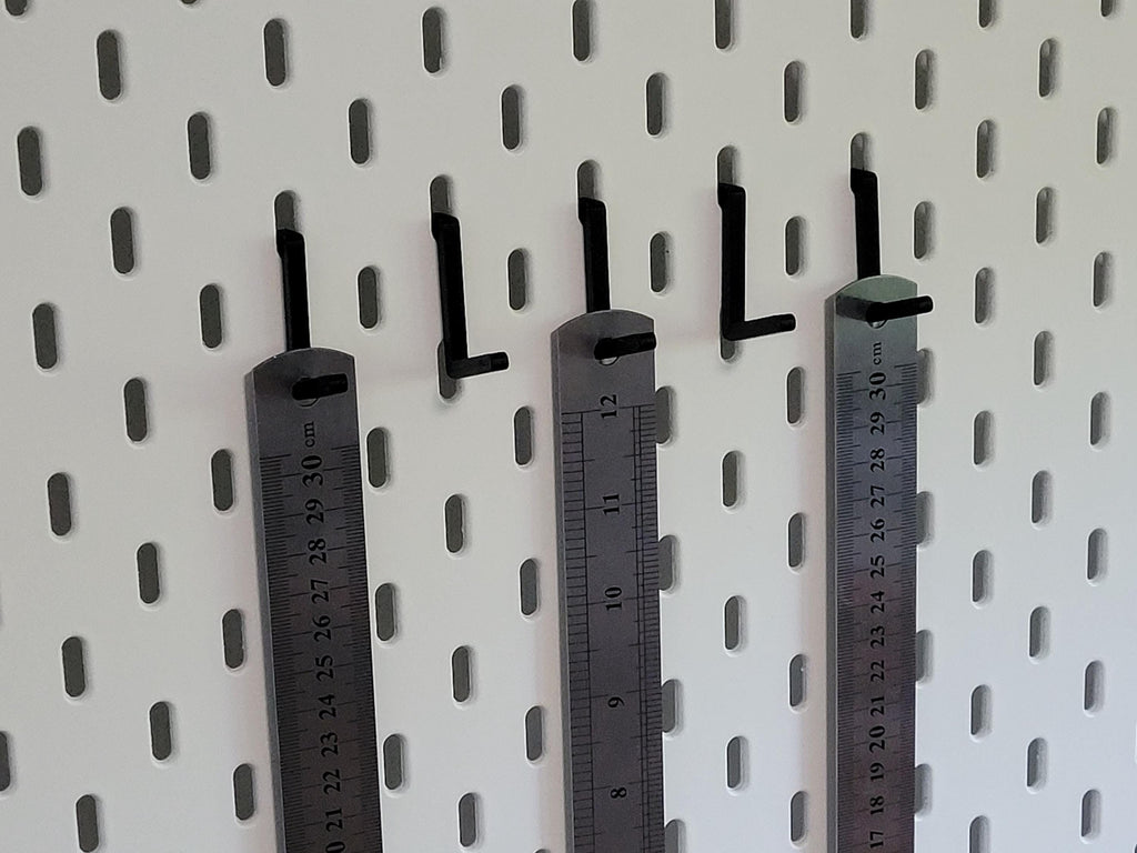 Pegboard Hook Set for IKEA Skadis – Set of 5 Angled Peg Mounts for Tools, Rulers & Accessories – Strong, Secure Fit