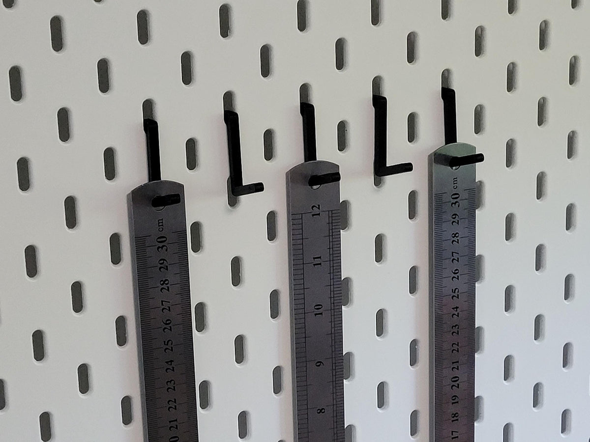 Pegboard Hook Set for IKEA Skadis – Set of 5 Angled Peg Mounts for Tools, Rulers & Accessories – Strong, Secure Fit