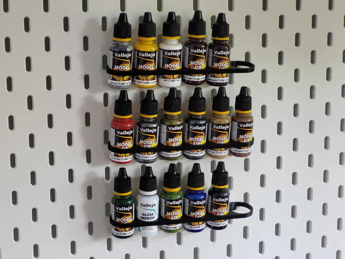Paint Tube Holder for IKEA Skådis Pegboard – Holds 6 x 18ml Bottles | Vallejo Compatible Organizer for Hobby Paints & Miniatures