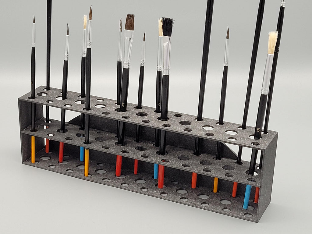 Paint Brush Rack for Miniature Painting – 35 Hole Organizer for Brushes, Tools, Sculpting & Hobby Supplies – All-in-One Stand