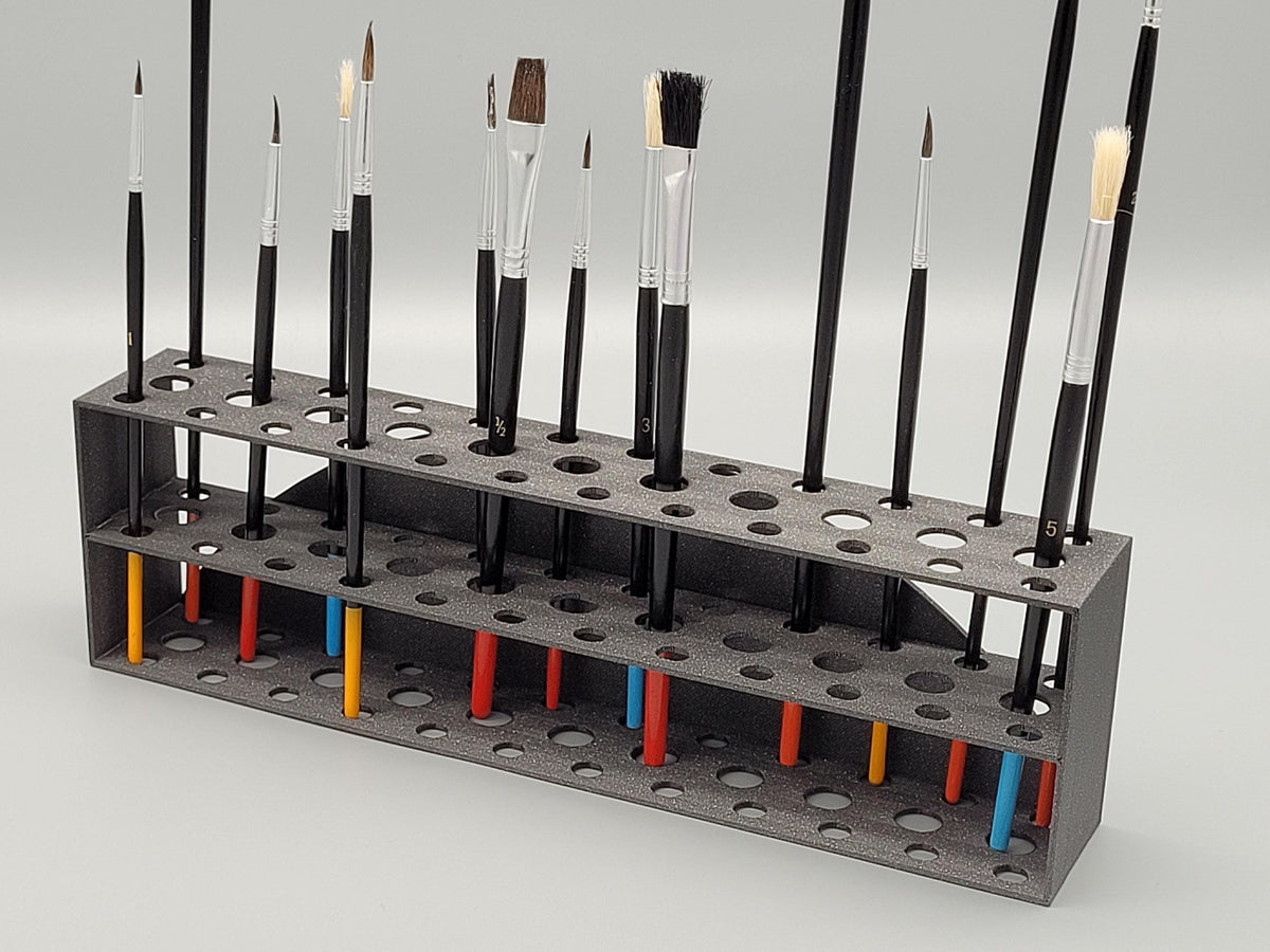 Paint Brush Rack for Miniature Painting – 35 Hole Organizer for Brushes, Tools, Sculpting & Hobby Supplies – All-in-One Stand