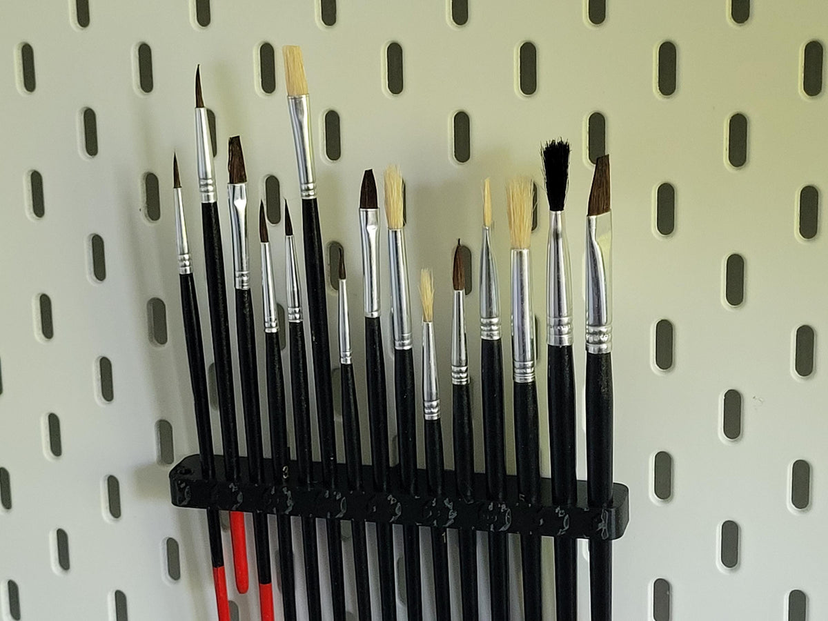 Brush Holder for IKEA Skådis – Holds 16 Brushes – Organizer with a flower patern – Art Supplies Storage – Skadis Pegboard Accessory