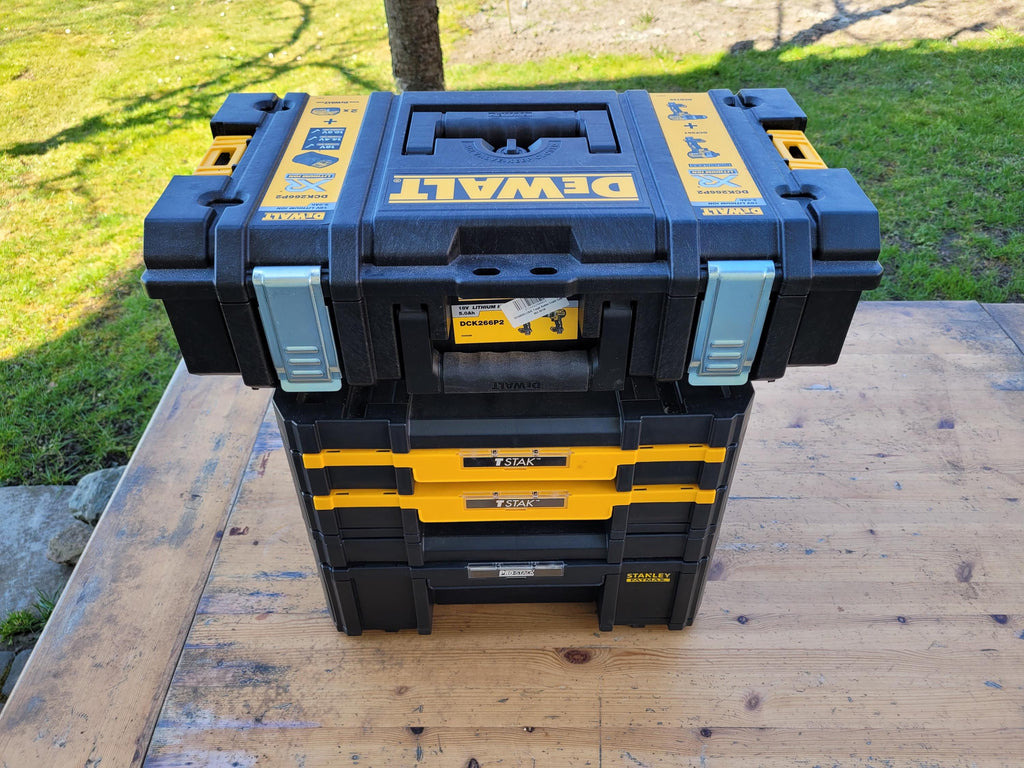 Dewalt Tstak and Stanley Fatmax to Dewalt toughsystem 2.0 and 1.0 mount adapter 1 set (bigger box on top)