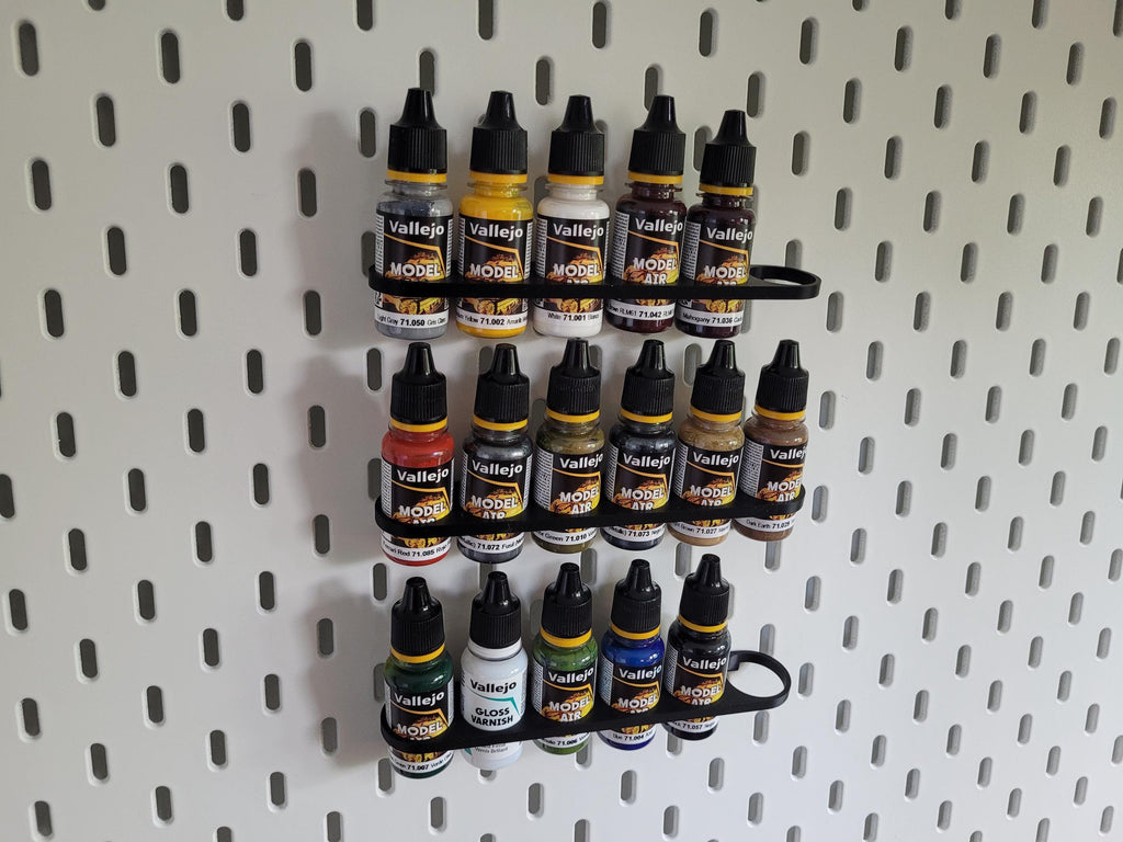 Paint Tube Holder for IKEA Skådis Pegboard – Holds 6 x 18ml Bottles | Vallejo Compatible Organizer for Hobby Paints & Miniatures