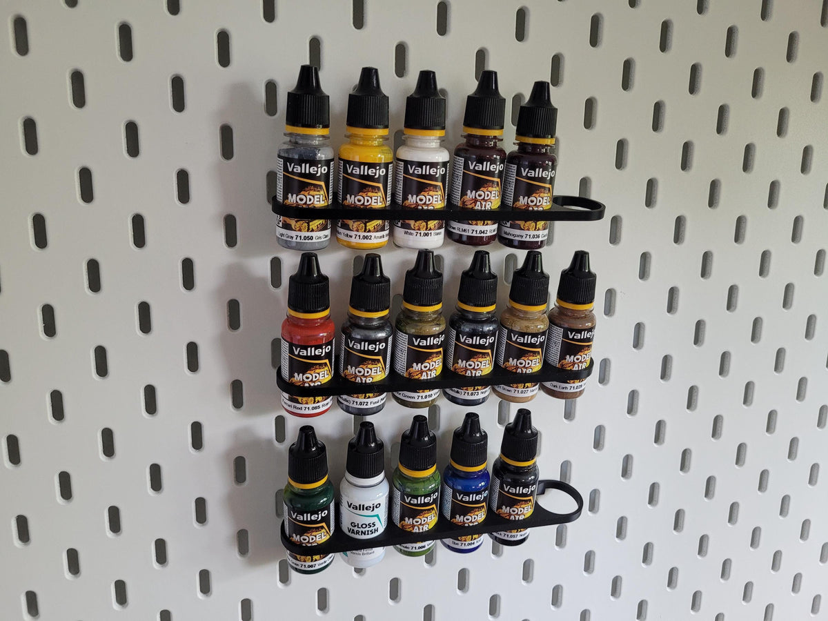 Paint Tube Holder for IKEA Skådis Pegboard – Holds 6 x 18ml Bottles | Vallejo Compatible Organizer for Hobby Paints & Miniatures