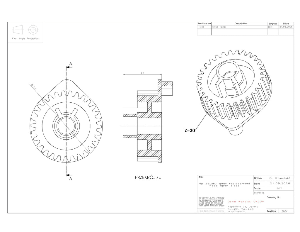 Hp C6280 Printhead Open/Close Gear