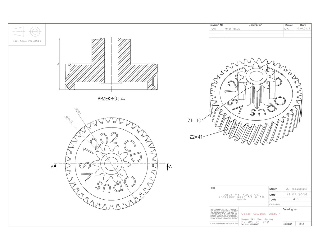 Opus VS 1202 CD Shredder Gear Replacement – Precision Fit Drive Gear