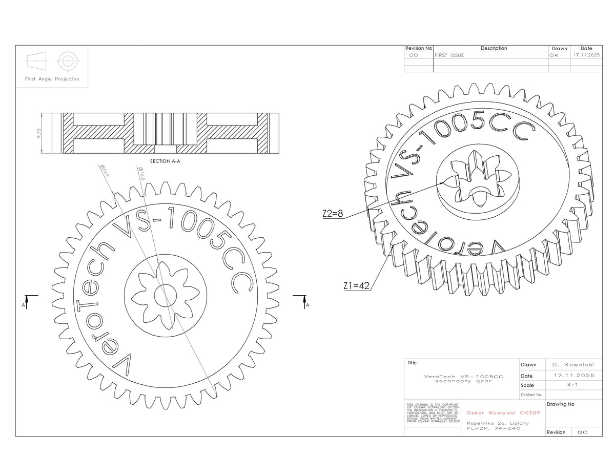 VeroTech VS-1005CC shredder gear with metal gear socket