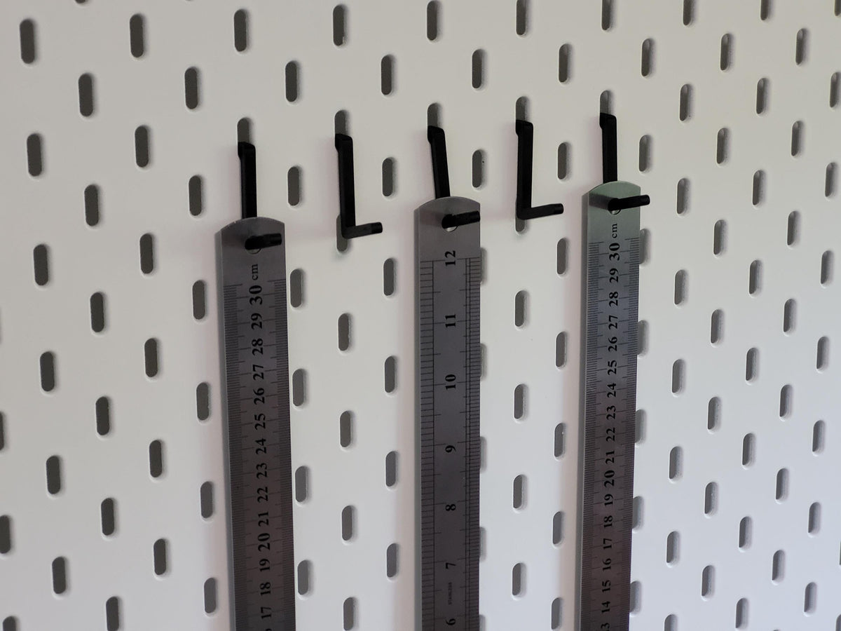 Pegboard Hook Set for IKEA Skadis – Set of 5 Angled Peg Mounts for Tools, Rulers & Accessories – Strong, Secure Fit
