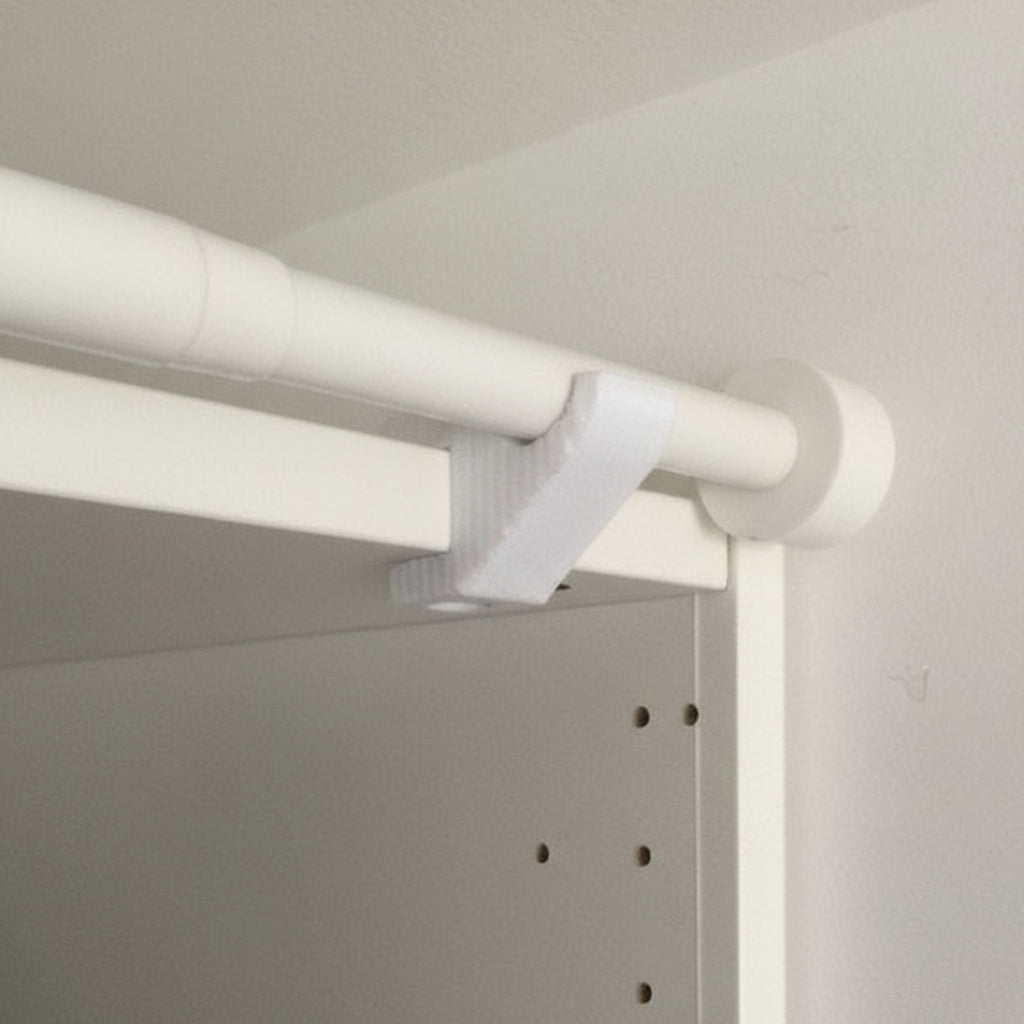 Screw-free curtain rod holder for IKEA cabinet