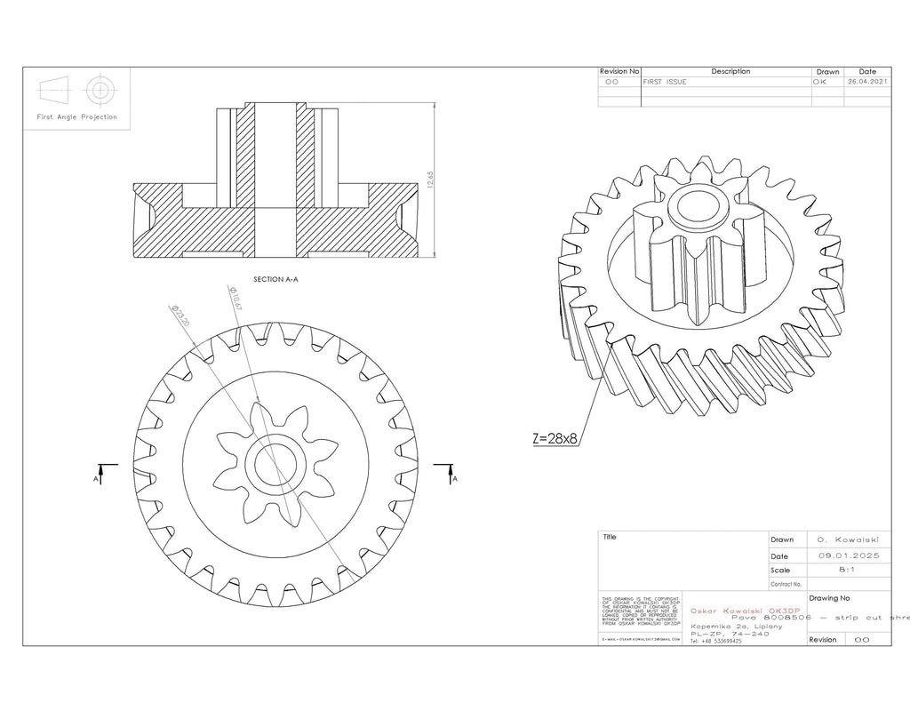 Pavo 8008506 - strip cut shredder gear