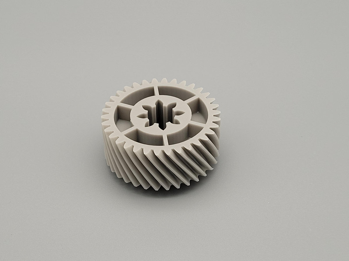Royal 16mx shredder gear adjacent to motor with metal gear socket