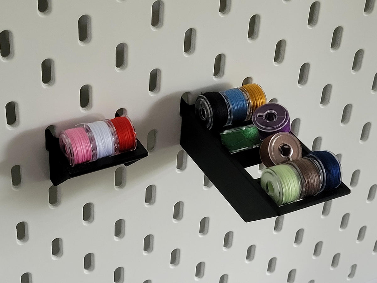 Bobbin Holder for Ikea Skadis Pegboard – Fits 3 or 12 Bobbins | Sewing, Serger & Embroidery Organizer